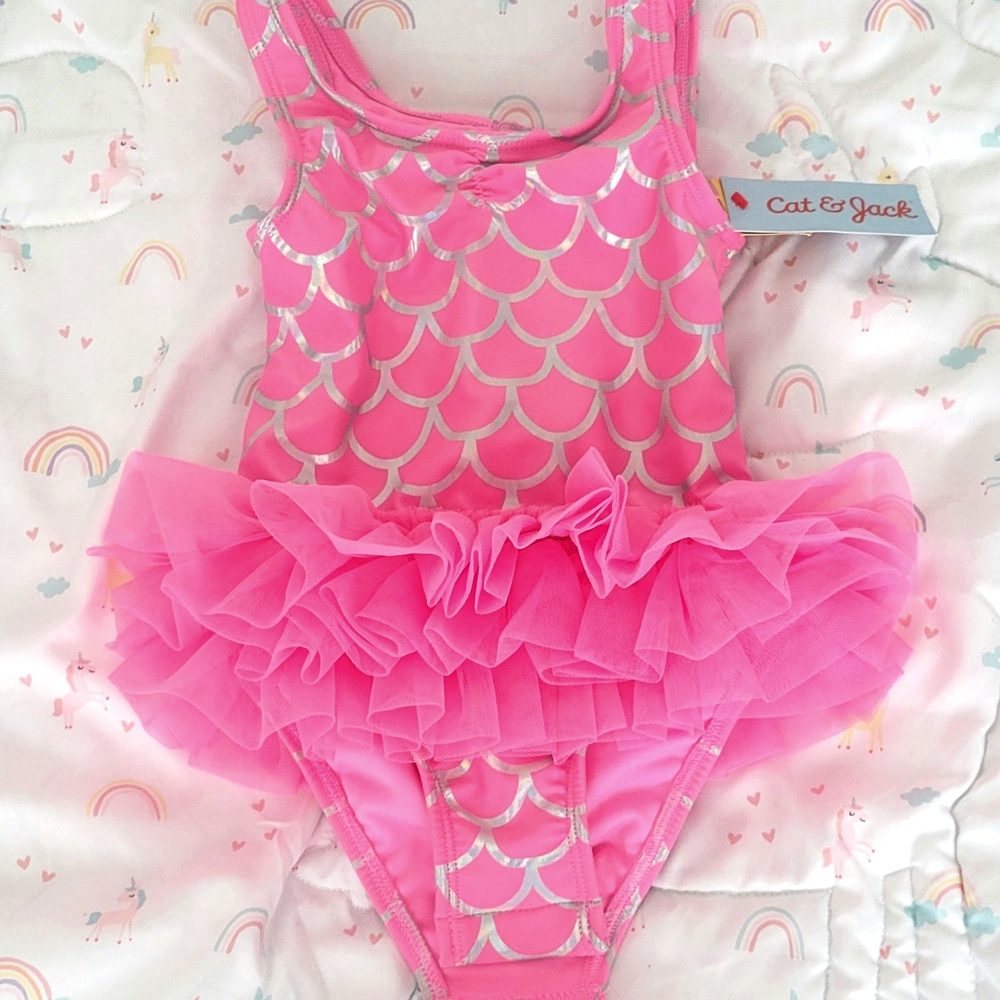 Cat & Jack Pink Tutu Swimsuit 2T NWT